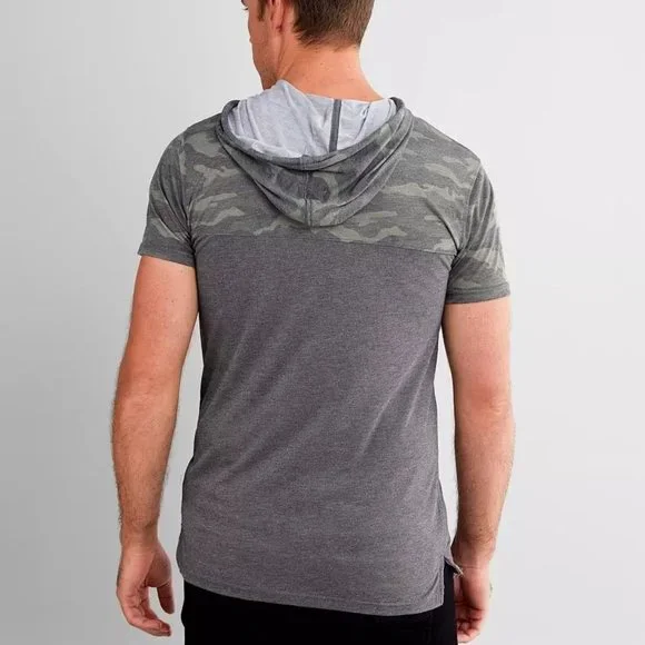 Camo Color Block Hooded T-Shirt DEPARTWEST Large - Picture 2 of 2